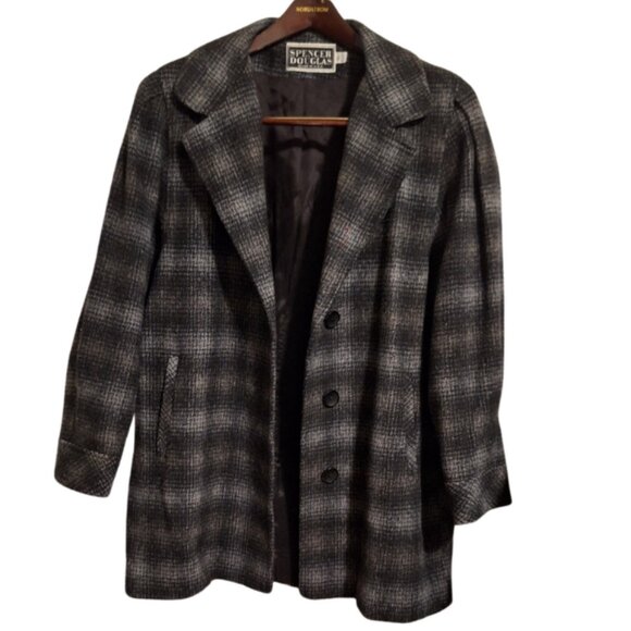 Vintage Spencer Douglas Womans Plaid Peacoat 14 80s 90s Dark Academia Preppy - Picture 2 of 10